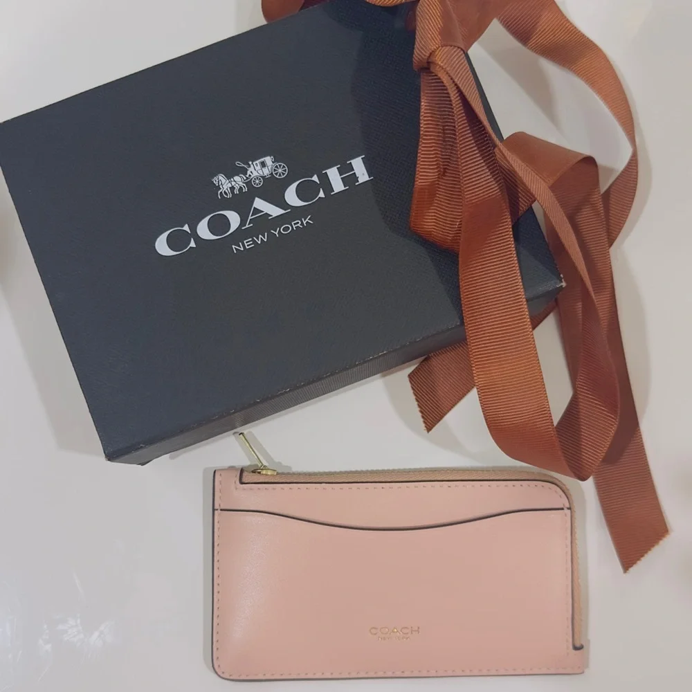 Coach New York Zip Card Case Holder Wallet in Colorblock Cream Multi CBF50 - Picture 7 of 10